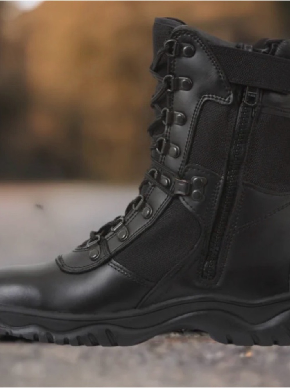 Women's Black Combat Zip-Lace Boots